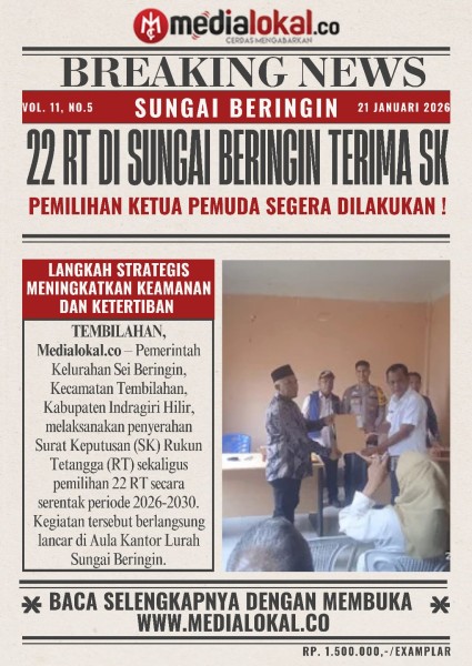 22 SK RT Priode 2026-2030 di Kelurahan Sungai Beringin Resmi Diserahkan