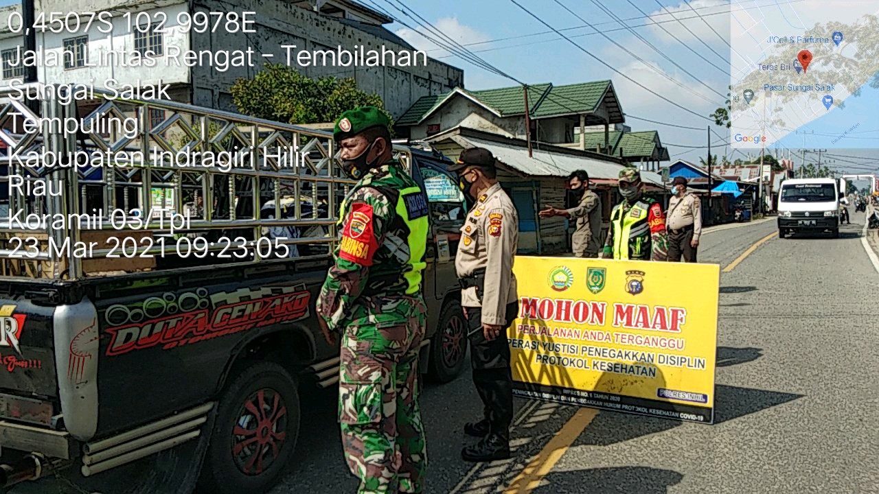 Koramil 03/Tempuling Tegaskan Masyarakat Untuk Patuh dengan Protkes Covid-19