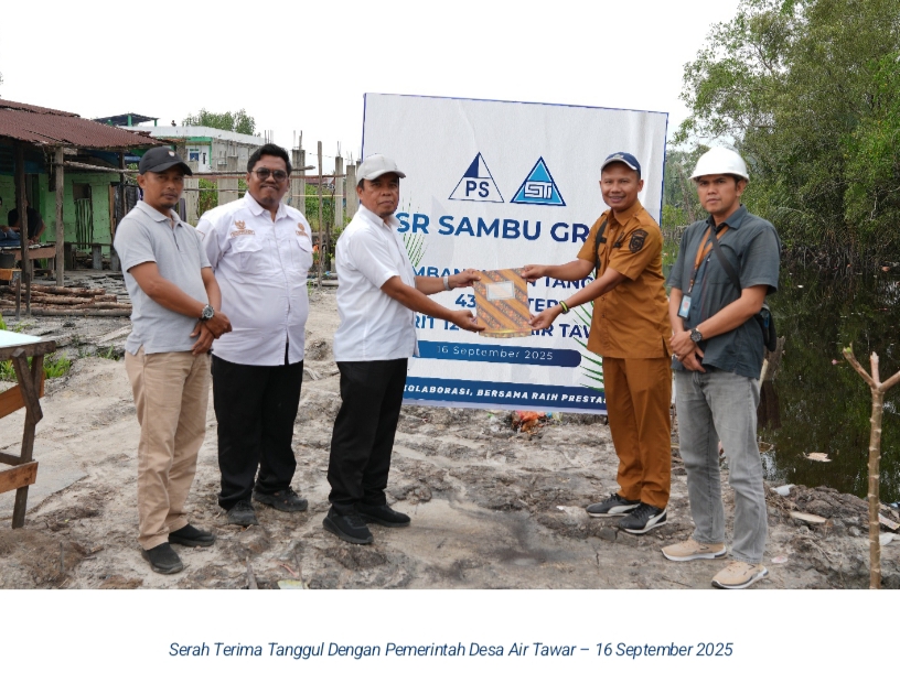 Sambu Group dan PT STI Selesaikan Pembangunan Tanggul di Desa Air Tawar