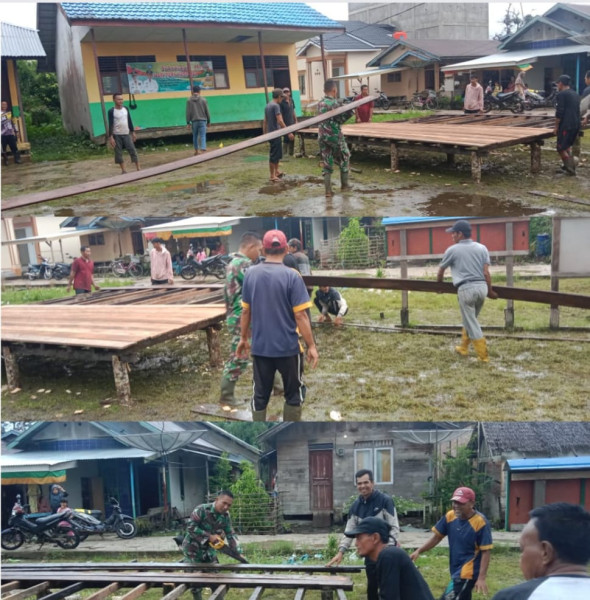 Salut, Babinsa Koramil 05/Gas Kopda Umar Nasution Bantu Warga Goro Pasang Tenda