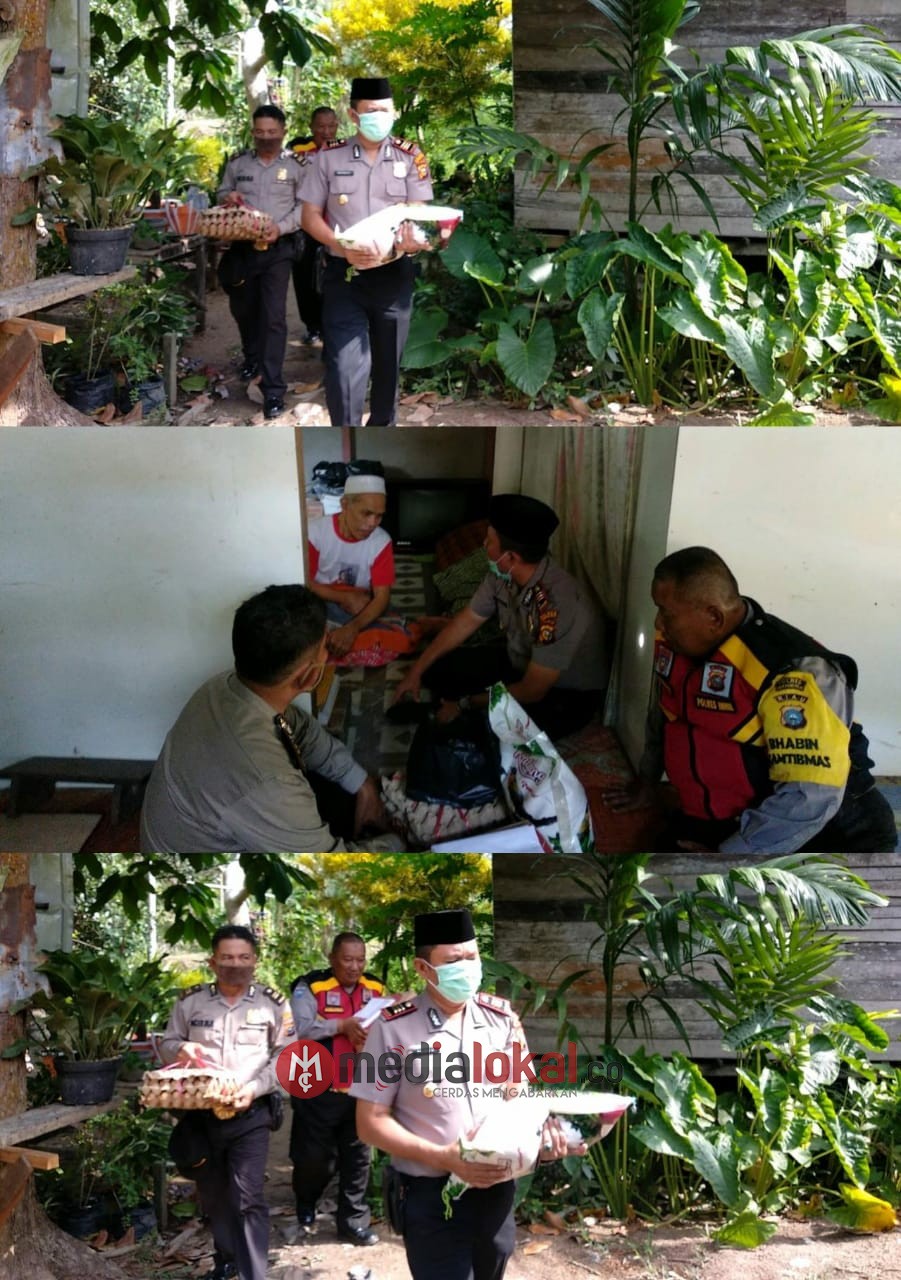 Bantu Warga Kurang Mampu, Polsek Tembilahan Hulu Rutin Berikan Bantuan Sembako Jumat Amal 