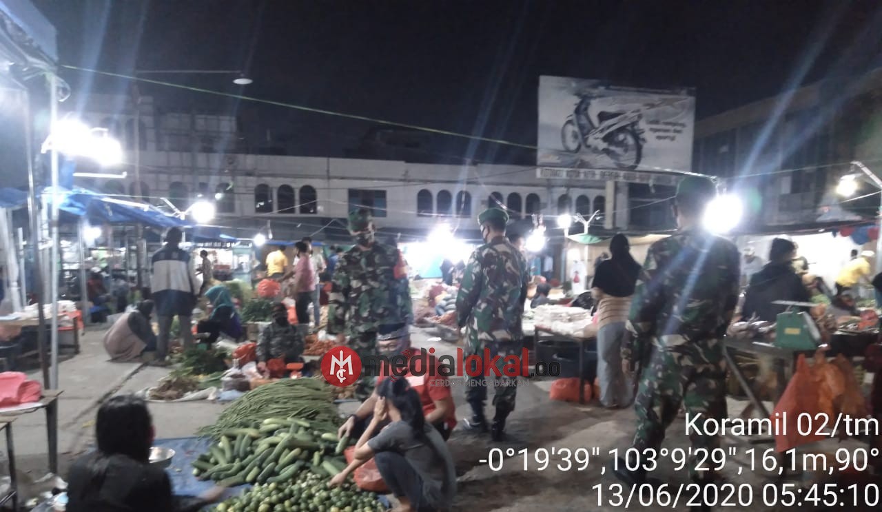 Pasar Subuh Jadi Target Penegakkan Disiplin oleh Kodim 0314/Inhil bersama Tim Gakplin