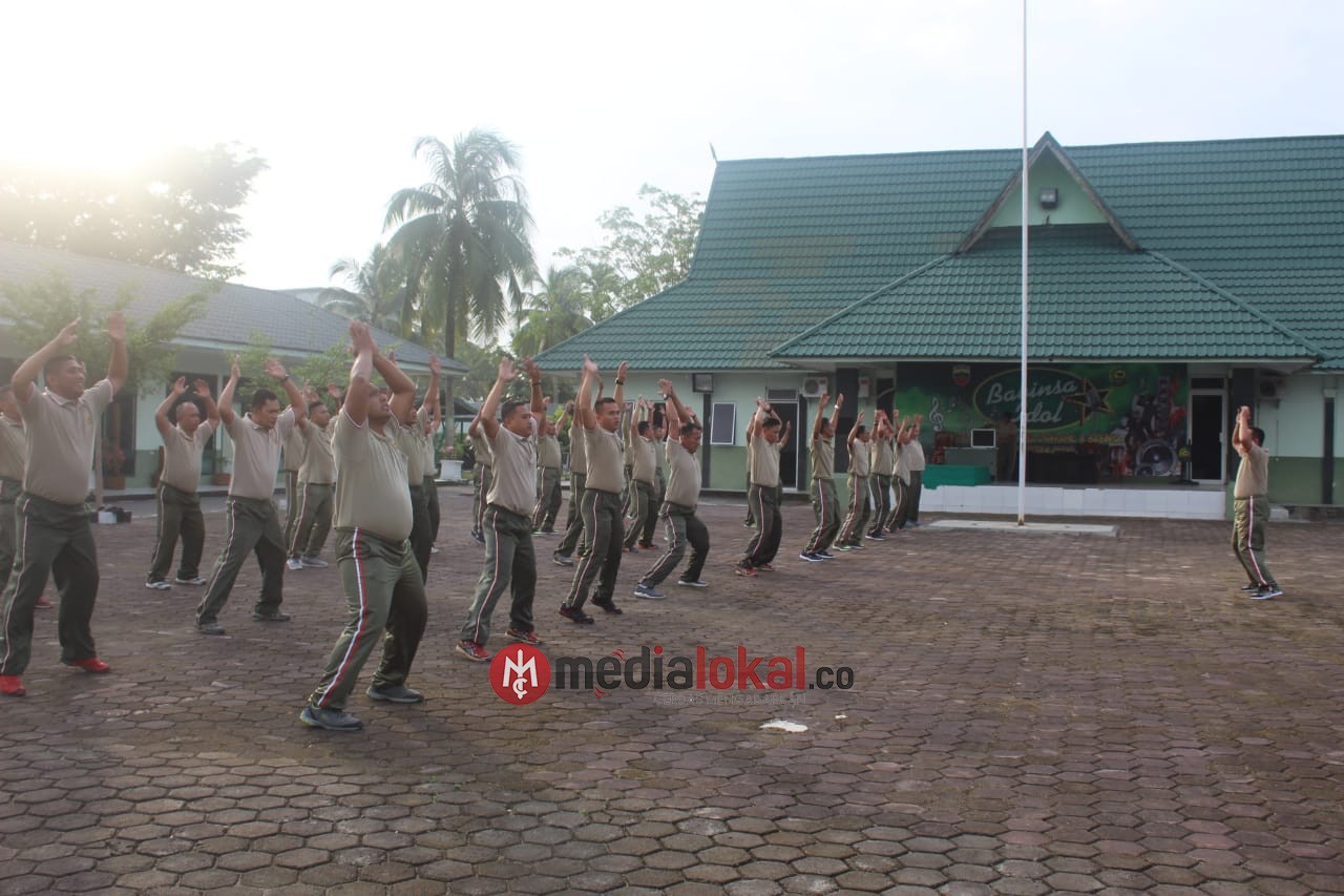 Jaga Kebugaran dan Kesehatan Tubuh, Personil Kodim 0314/Inhil Rutin Olahraga Bersama