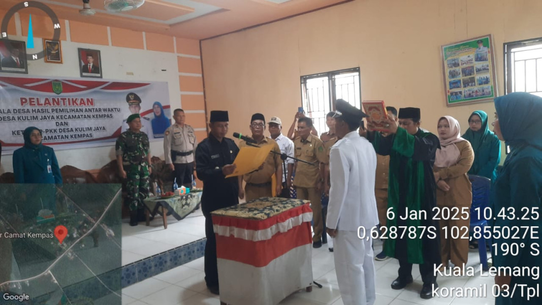 Danramil 03/Tpl Hadiri Pelantikan PAW Kades Serta Pelantikan Ketua TP PKK Desa Kulim Jaya