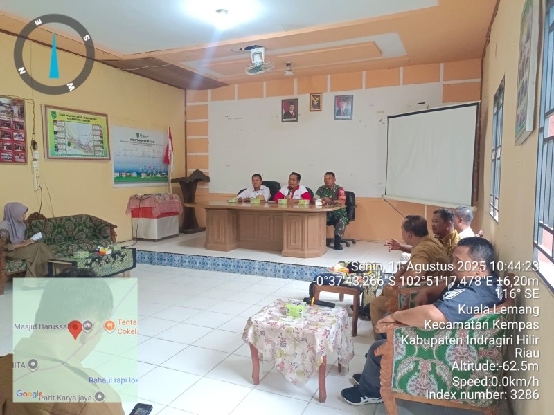 Babinsa Koramil 03/Tempuling Hadiri Rapat Koordinasi Peringatan HUT RI ke-80 di Kecamatan Kempas