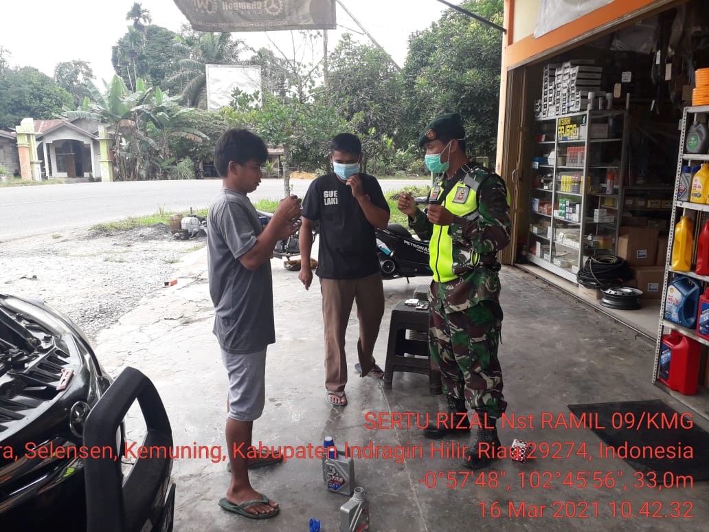 Kembali Lakukan Penegakan Protkes di Selensen, Babinsa Sampaikan Hal Ini...