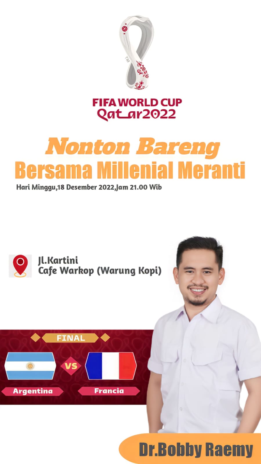 Rangkul Kaum Milenial, Dr.Bobby Gelar Nobar Piala Dunia Tahun 2022, Ada Doorprize!