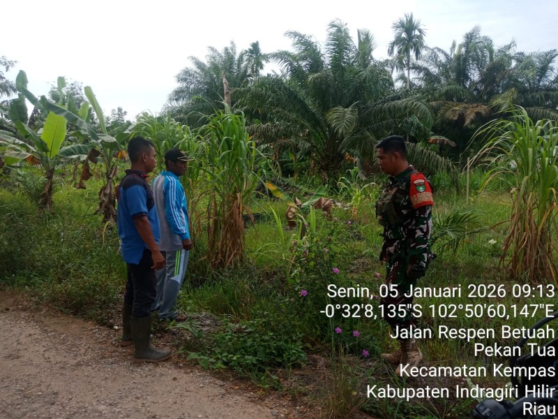 Babinsa Koramil 03/Tempuling Rutinkan Pelaksanaan Patroli Tapal Batas