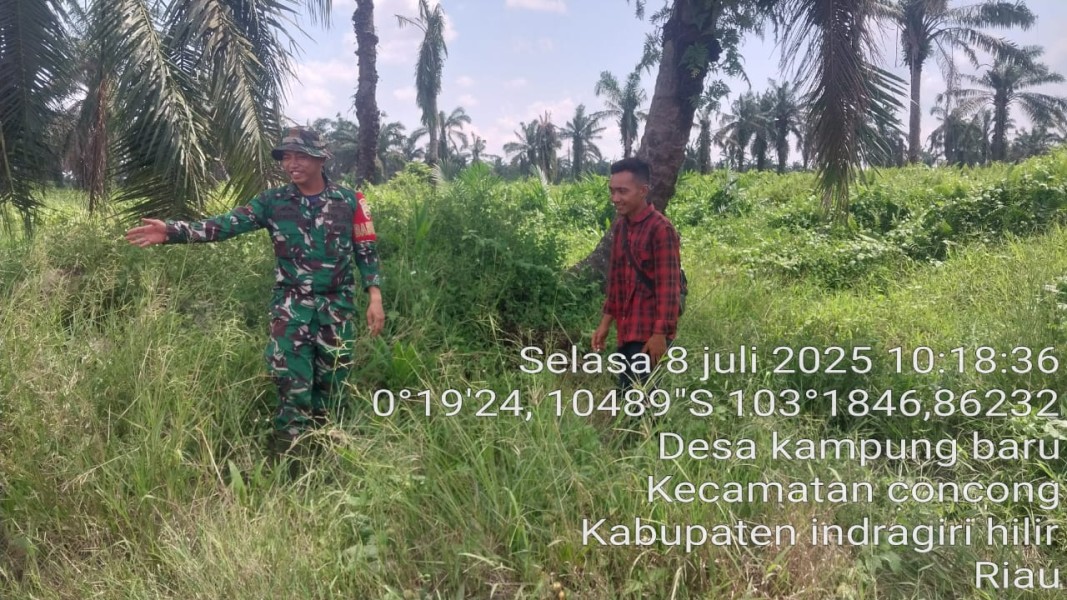 Babinsa Koramil 04/Kuindra Melaksanakan Patroli Karhutla di Desa Kampung Baru