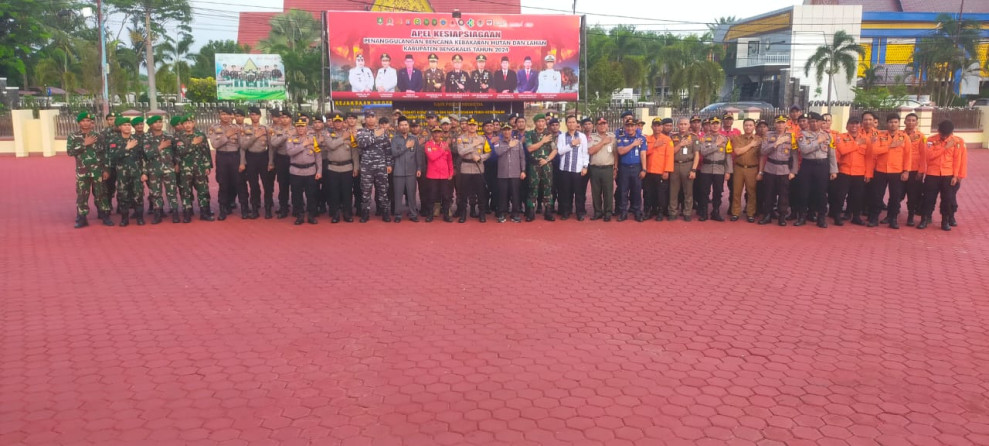 Kalaksa BPBD Bengkalis Ikuti Apel Kesiapsiagaan Penanganan karhuta Di Polres Bengkalis