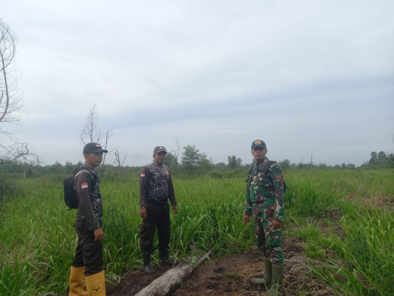 Babinsa Koramil 05/Gas Kodim 0314/Inhil Pratu Sandi Wahyudi Giat Lakukan Patroli Mitigasi Lahan Terbuka