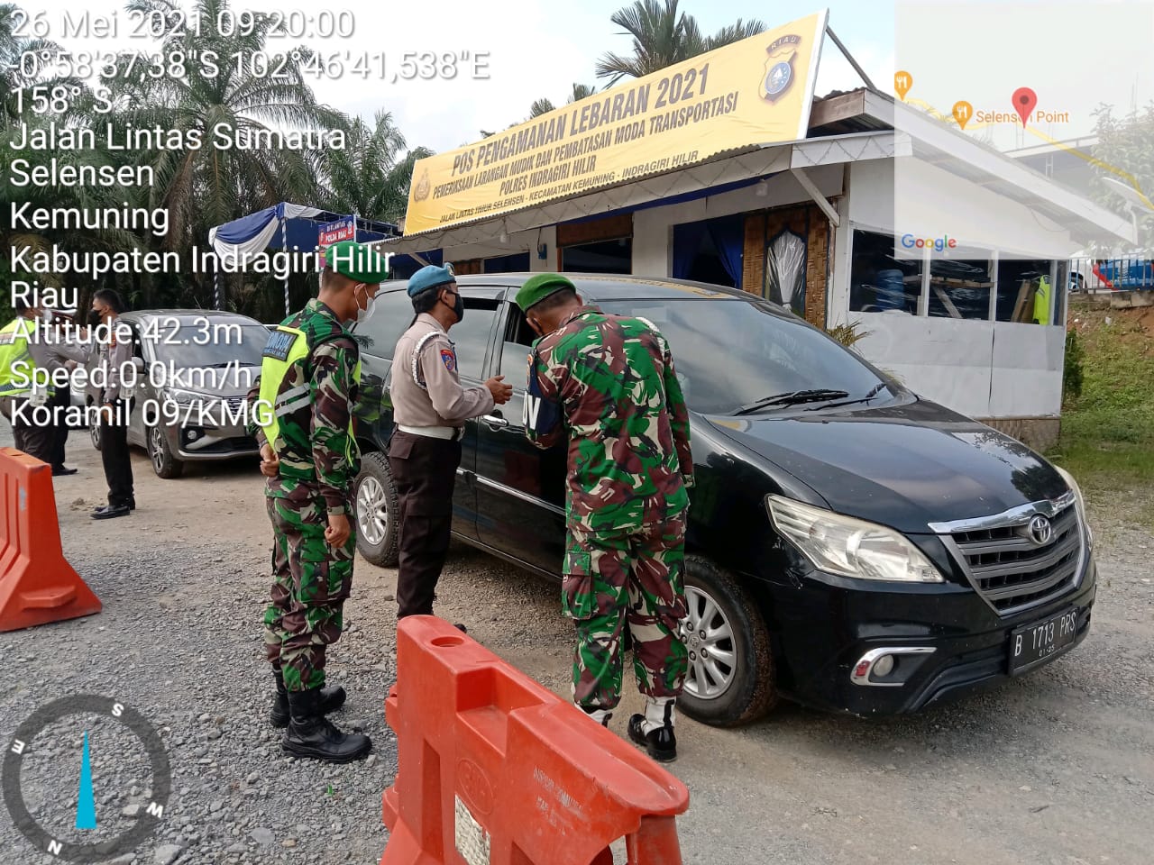 Penjagaan di Pos Penyekatan Perbatasan Inhil Jambi Masih Dilakukan Koramil 09/Kemuning