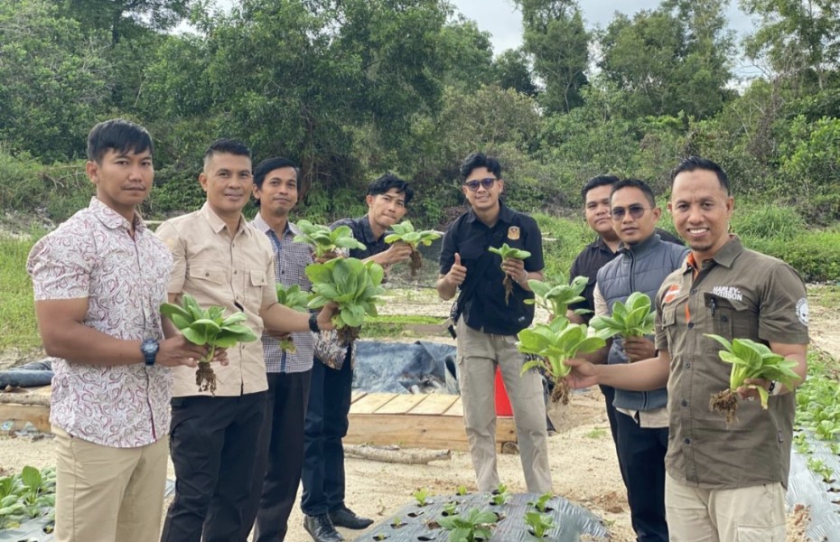 Langkah Nyata Polres Lingga, Lahan Tidur Disulap Jadi Kebun Sayur Produktif