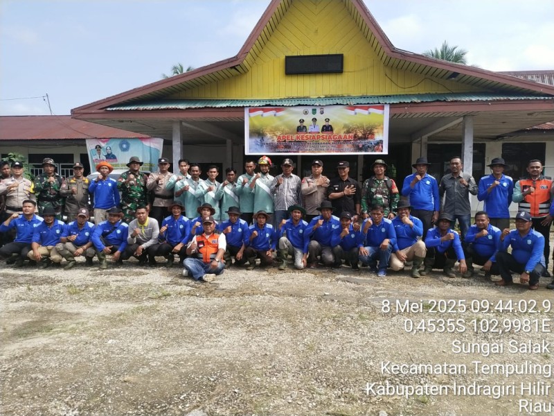 Meningkatkan Kesiapsiagaan, Anggota Koramil 03/Tpl Hadiri Apel Kesiapsiagaan Pencegahan Karhutla