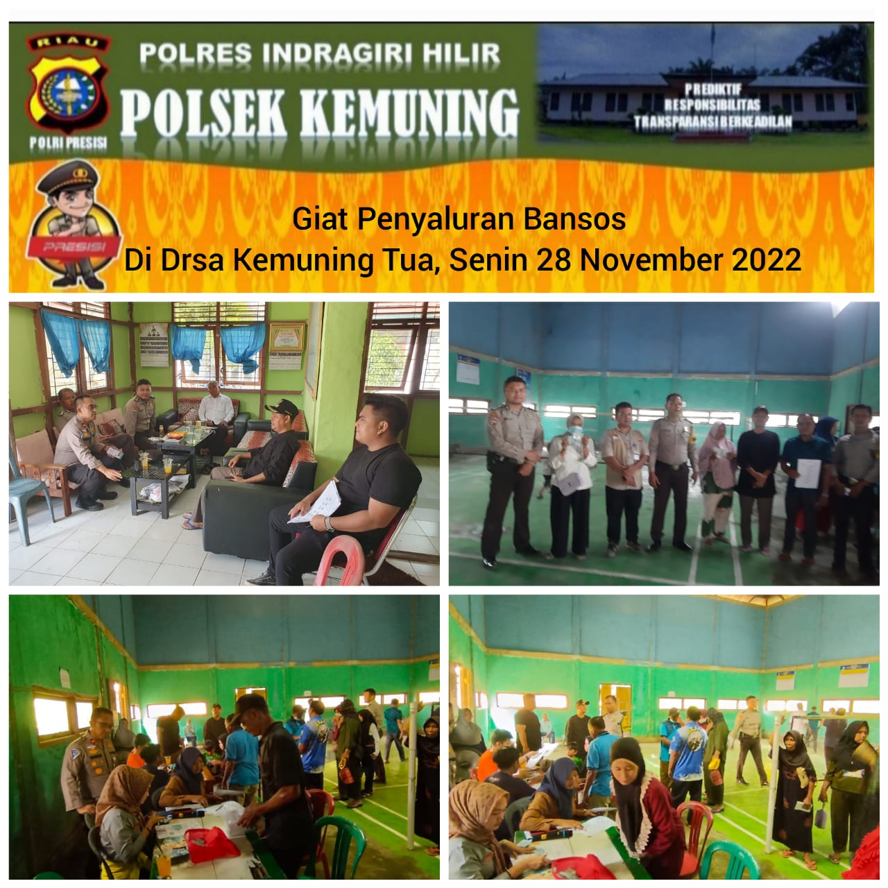 Kapolsek Kemuning Kawal Penyaluran BLT BBM, Bansos PKH & BPNT Tahun 2022
