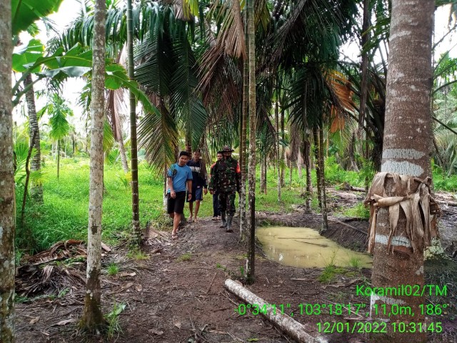 Babinsa Koramil 02/Tanah Merah Melakukan Patroli Karhutla di Desa Sungai Nyiur