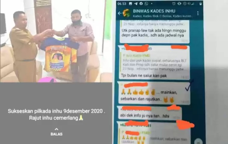 Diduga TSM di Pilkada Inhu 2020, Foto Tim Rajut Mirip Camat Batang Gansal