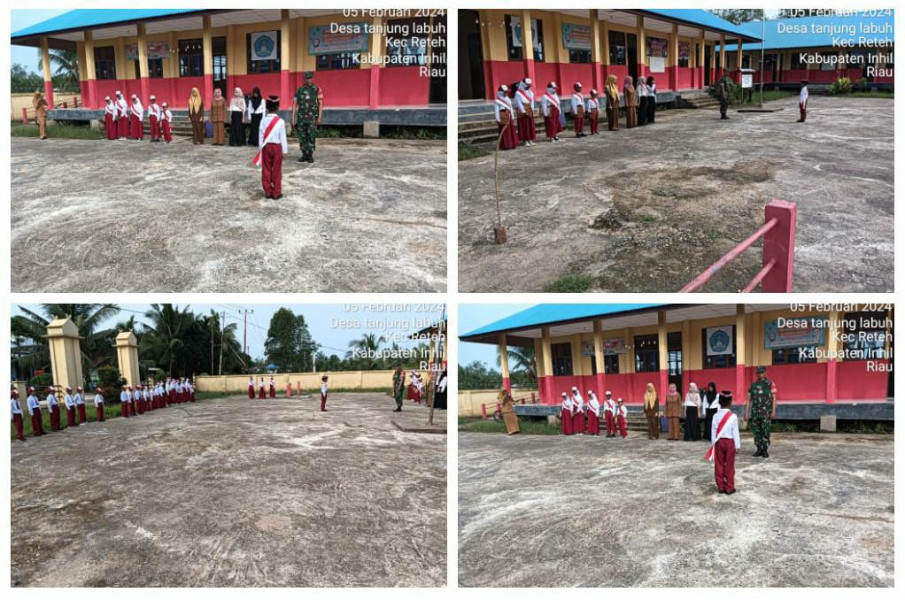 Koramil 07/Reteh Ikuti Upacara Bendera Bersama Siswa/i SDN 01 Desa Tanjung Labuh