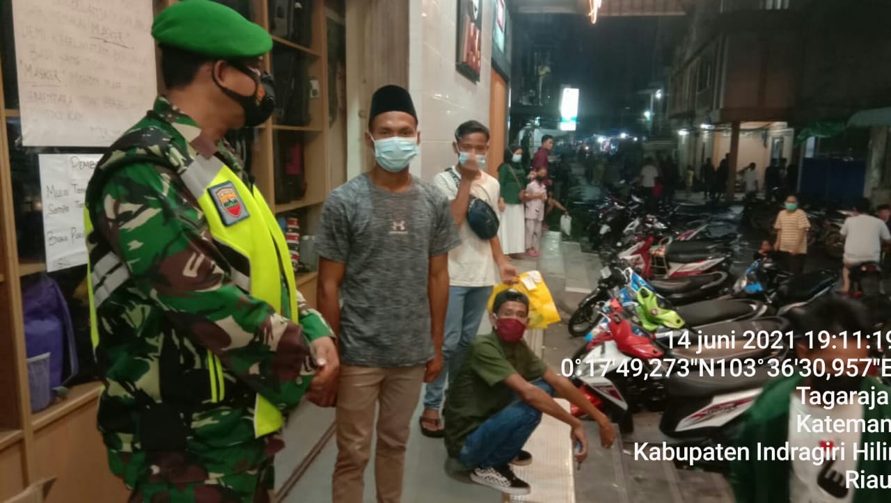 Secara Rutin, TNI Koramil 06/Kateman Imbau Protokol Kesehatan ke Masyarakat