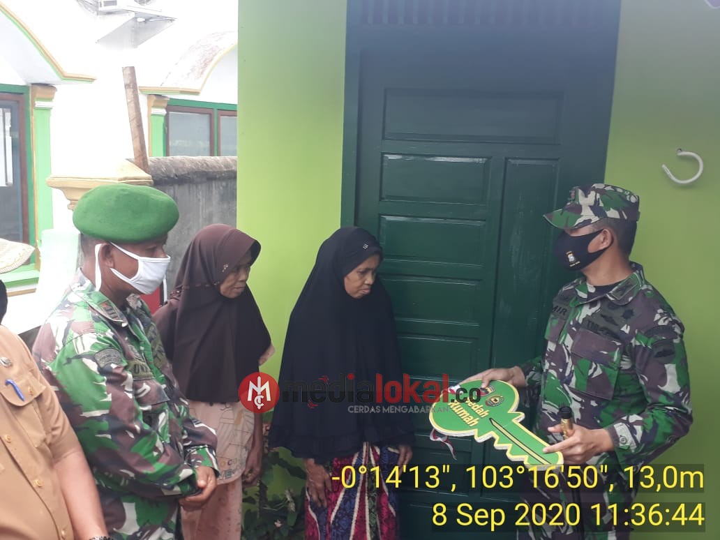 Diresmikan Dandim 0314/Inhil, Rehab RTLH Wilayah Koramil 12/Batang Tuaka di Sungai Piring Rampung