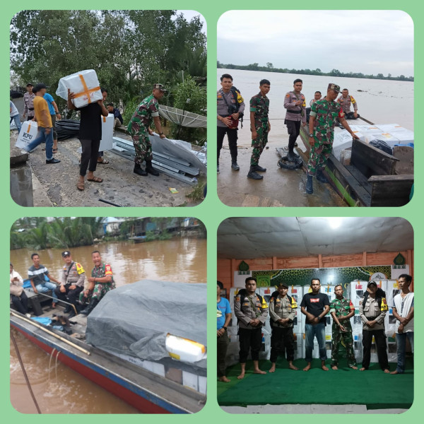 Pada Masa Tenang, Babinsa Serda M. Tahir Bantu Pendistribusian Logistik Pemilu Menuju KPPS Desa