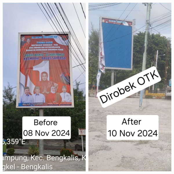 Hj. Dewi Juliani Kesal, Baliho Untuk Dukungan Paslon BERMARWAH Dirusak OTK Hj. Dewi Juliani Kesal, Baliho Untuk Dukungan Paslon BERMARWAH Dirusak OTK