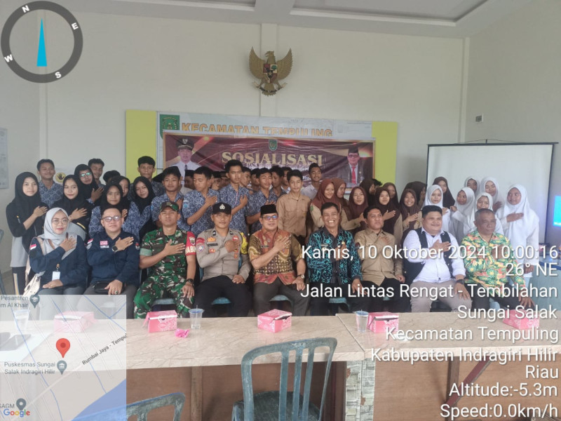 Babinsa Koramil 03/Tempuling Hadiri Sosialisasi dan Pendidikan Pemilih Pemula pada Pilkada Serentak Kecamatan Tempuling