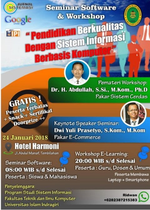 Prodi Sistem Informasi UNISI Agendakan Seminar Software dan Workshop E-Learning