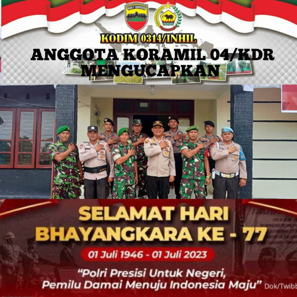 Dalam Rangka HUT Bhayangkara, Danramil 04/Kuindra Berikan Ucapan dan Penyerahan Kue Kepada Kapolsek Kuindra