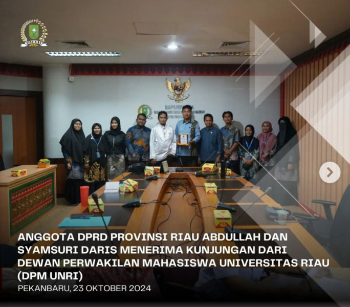 DPRD Provinsi Riau Terima Kunjungan Dewan Perwakilan Mahasiswa Universitas Negeri Riau