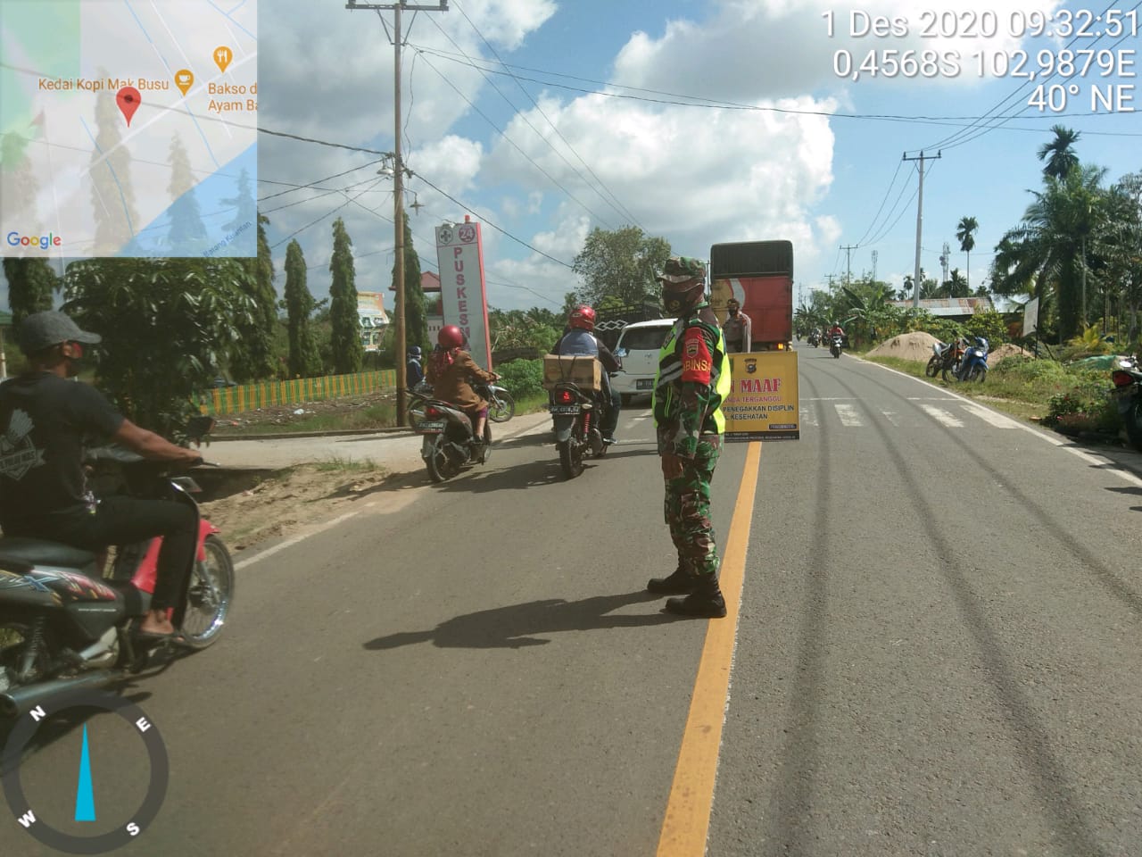 Babinsa Koramil 03/Tempuling Kodim 0314/Inhil dan Satgas Terus Aktif Lakukan Penegakan Protkes