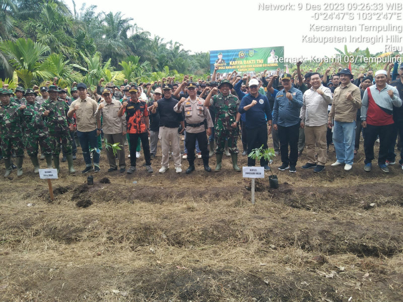 Kodim 0314/Inhil Gelar Karya Bhakti Bersama Instansi dan Masyarakat untuk Antisipasi Bencana Alam Diwilayah Koramil 03/Tpl