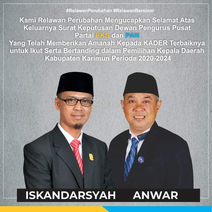 Untuk Perubahan, Iskandarsyah-Anwar Dapat Dukungan dari DPP PAN Untuk Maju di Pilkada Karimun