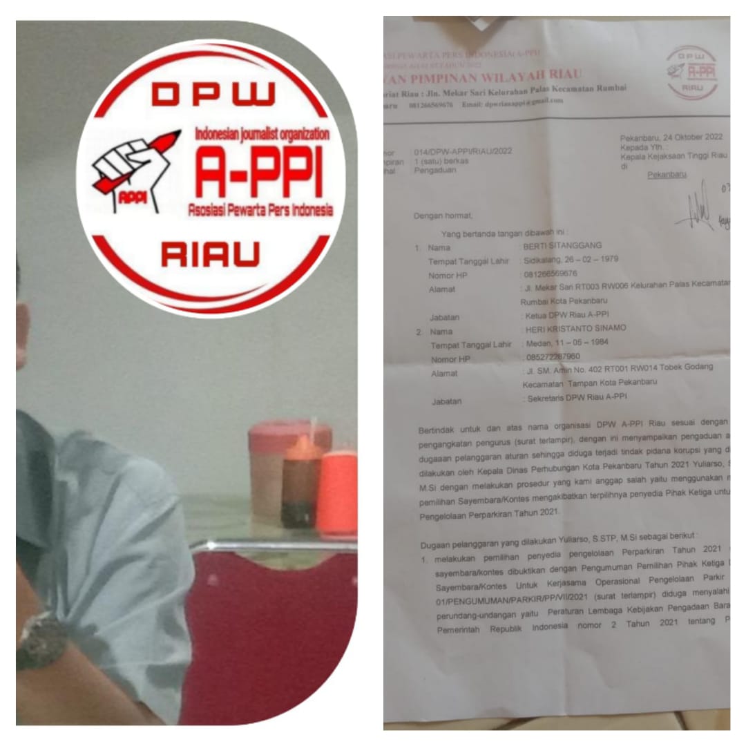 Diduga Salahi Aturan Tender, Dishub Pekanbaru Dilaporkan ke Kejati