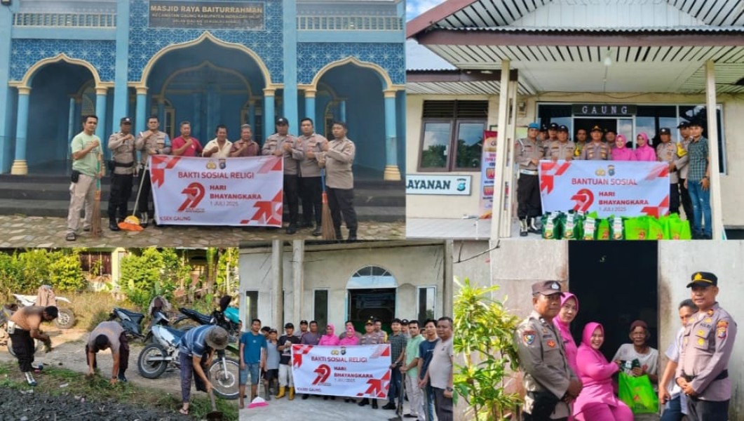 Polsek Gaung Gelar Bakti Sosial Religi Dalam Rangka Hari Bhayangkara ke 79