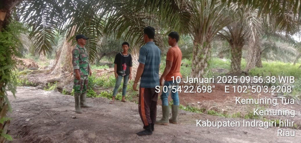 Koramil 09/Kemuning Pantau Karhutla di Desa Kemuning Tua