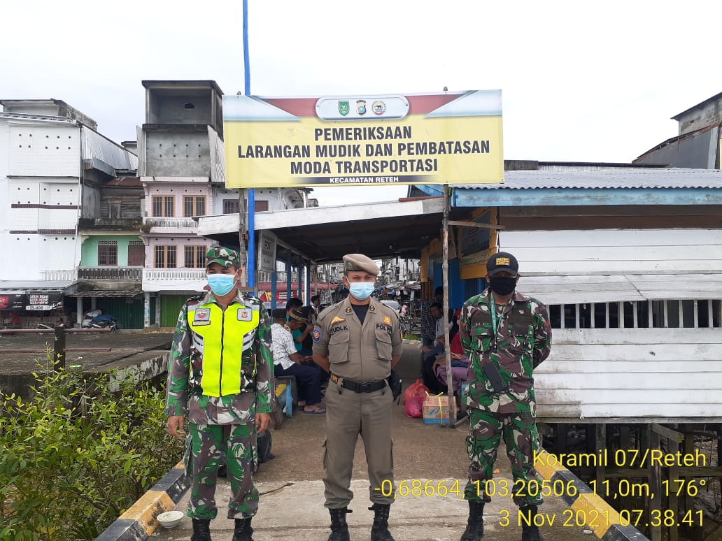 Personil Koramil 07/Reteh dan Satgas Lakukan Pemeriksaan Operasi Protokol Kesehatan