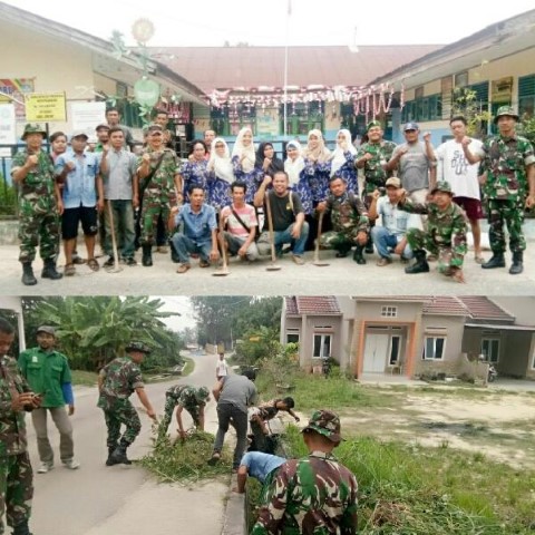 Personil Koramil 05/Sail Kodim 0301/Pekanbaru Melaksanakan Bakti TNI