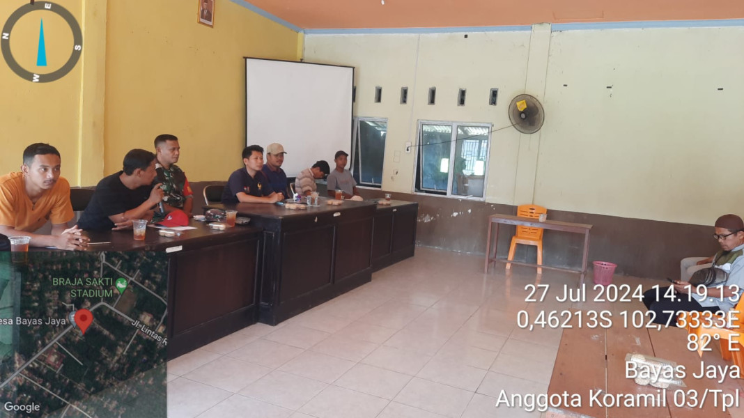 Babinsa Koramil 03/Tpl Menghadiri Rapat Persiapan Upacara HUT RI Ke-79 di Desa Bayas Jaya