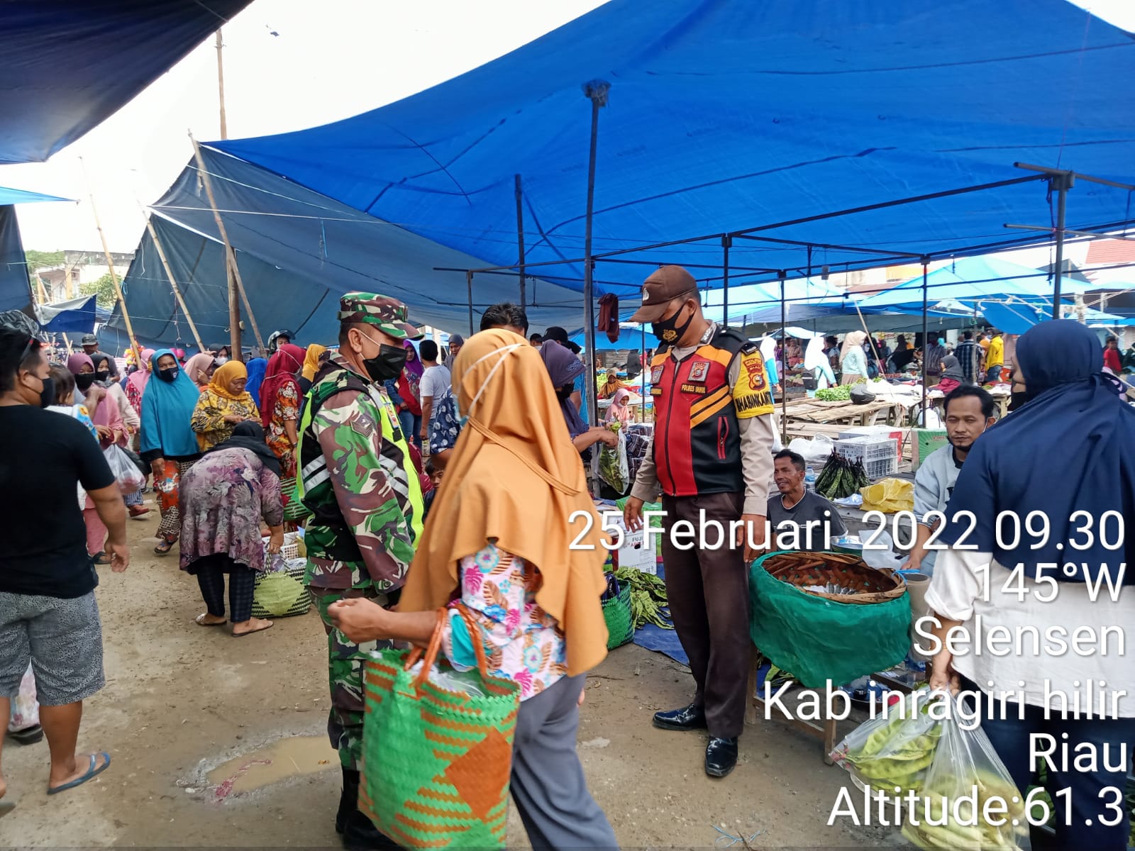 Penegakan Protkes di Pasar Selensen Jadi Rutinitias Babinsa dan Bhabinkamtibmas