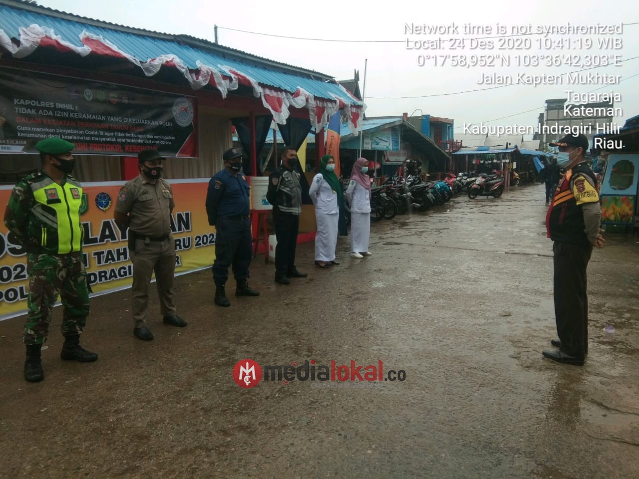 Bersama Tim Gabungan, Babinsa Koramil 06/Kateman Siaga di Pos Pam Nataru