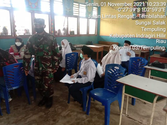 Danramil 03/Tempuling Pimpin Pemantauan Vaksinasi Santri Ponpes Nurul Hidayah