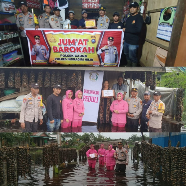 Peduli Terhadap Masyarakat, Kapolsek Gaung Bersama Bhayangkari Berikan Sembako Kepada Korban Yang Terdampak Banjir
