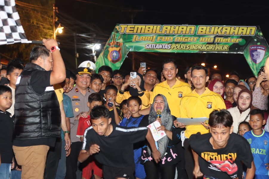 Lomba Lari Fun Night 100 Meter 2026, Polres Indragiri Hilir Ajak Generasi Muda Jauhi Balap Liar