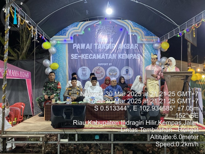 Babinsa Koramil 03/Tempuling Hadiri Pelepasan Pawai Takbir Akbar Sambut Idul Fitri 1446 H