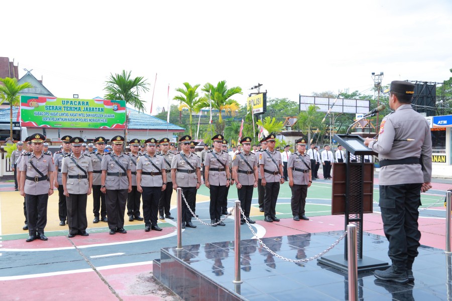 Polres Inhil Gelar Sertijab Kabag Ops, Kasat Intel, Kasat Lantas, 6 Kapolsek, dan Lantik Kasikum