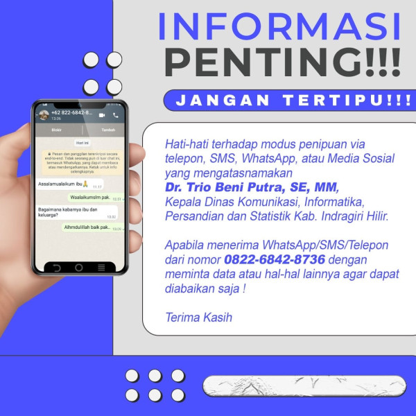 Waspada ! Penipuan Atas Nama Kepala Dinas Kominfopers Kab. Inhil