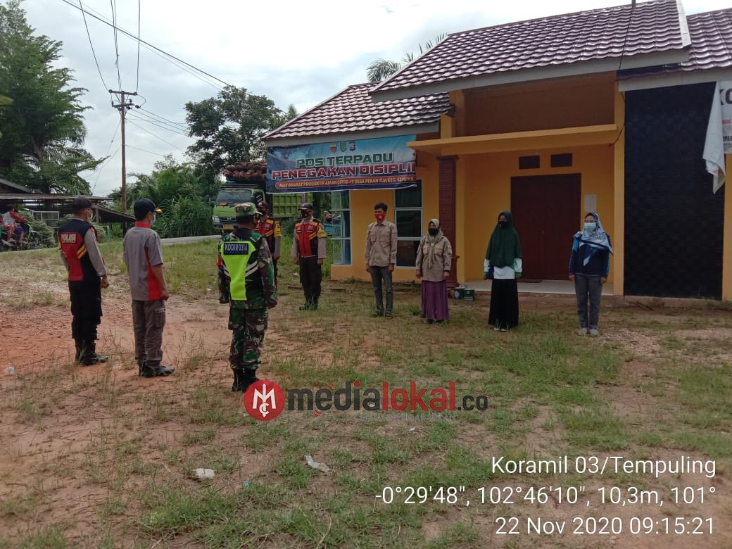 Penegakkan Protkes Oleh Babinsa Koramil 03/Tempuling Kodim 0314/Inhil dan Satgas