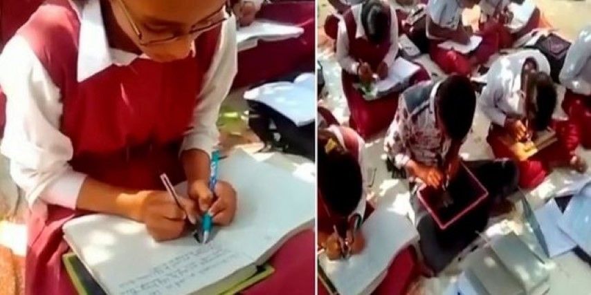 Di Sekolah ini Siswa Belajar Menulis dengan Dua Tangan