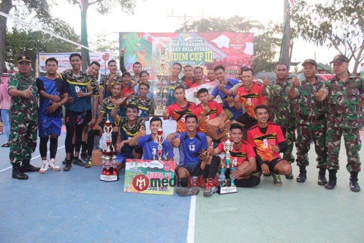 Mantap, Tim CV Bar Binaan Koramil 03/Tempuling Sabet Juara 1 Turnamen Volly Dandim Cup III
